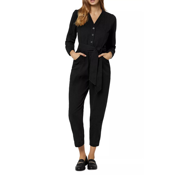 Joie Leray Cotton Belted Jumpsuit Black Size 4